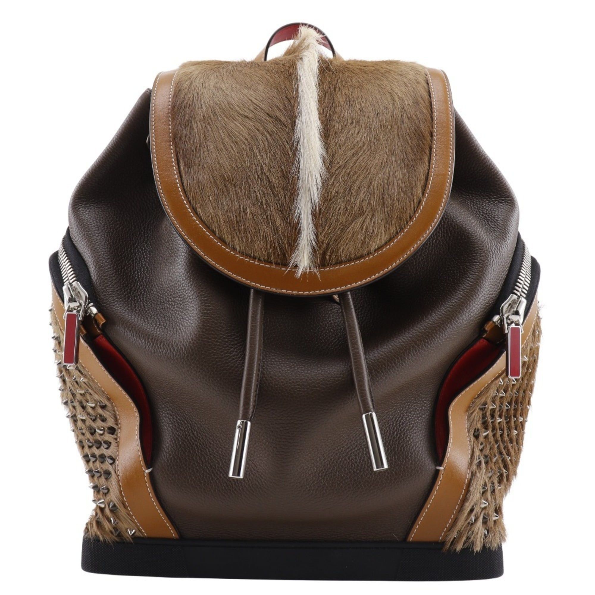 Christian Louboutin Explorer Funk Backpack/Daypack Leather x Porcelain Brown Shoulder/Handbag 2-Way A4 Magnetic Type Unisex