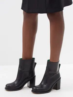 Bottega Veneta o1y0725 Leather Ankle Boots in Black Size US 4 / IT 34 - 5 Thumbnail