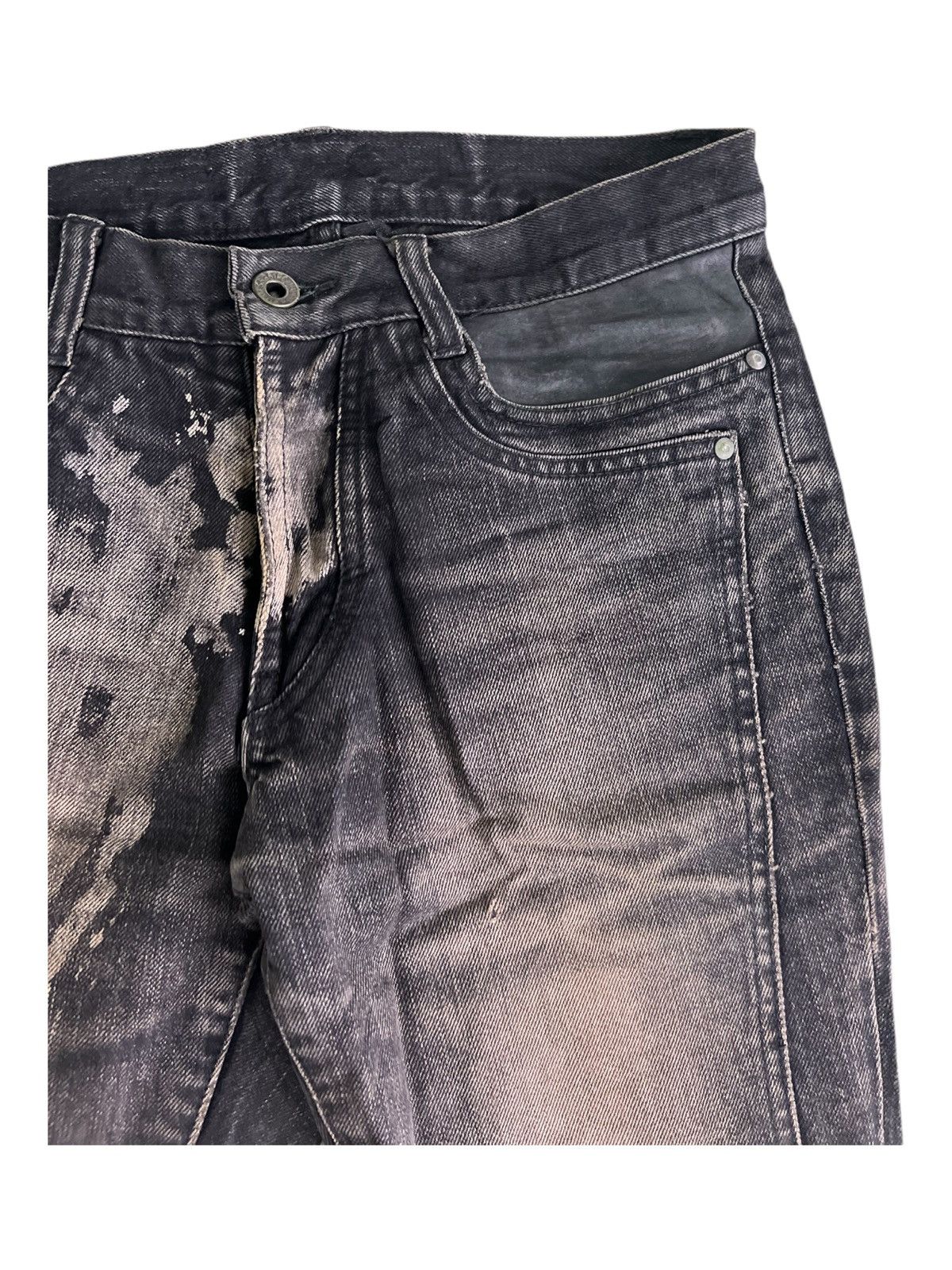 5351 POUR LES HOMMES Y2K Super Flare Dirty Bleach Leather Cargo Mud Wash Jeans Size US 28 / EU 44 - 10 Thumbnail