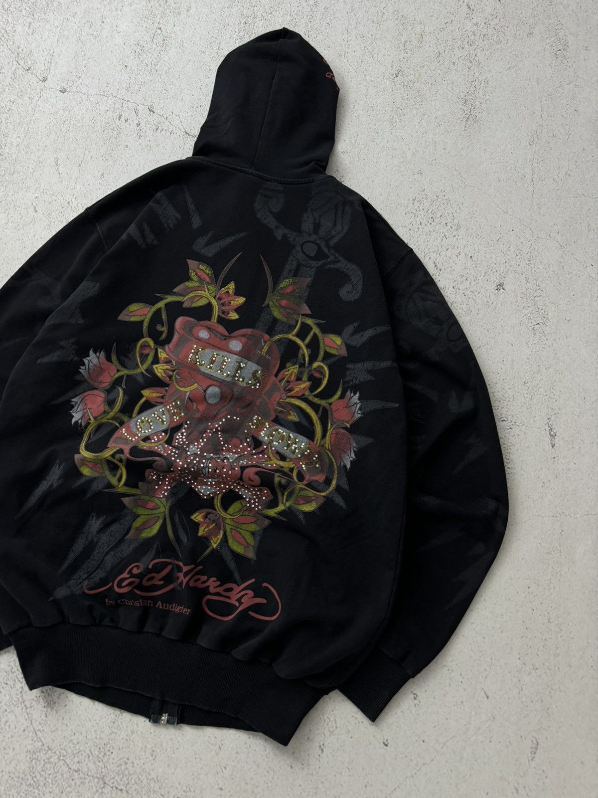 Christian Audigier × Ed Hardy × Vintage Ed Hardy Christian Audigier Y2K Vintage Zip Hoodie Size US S / EU 44-46 / 1 - 2 Thumbnail