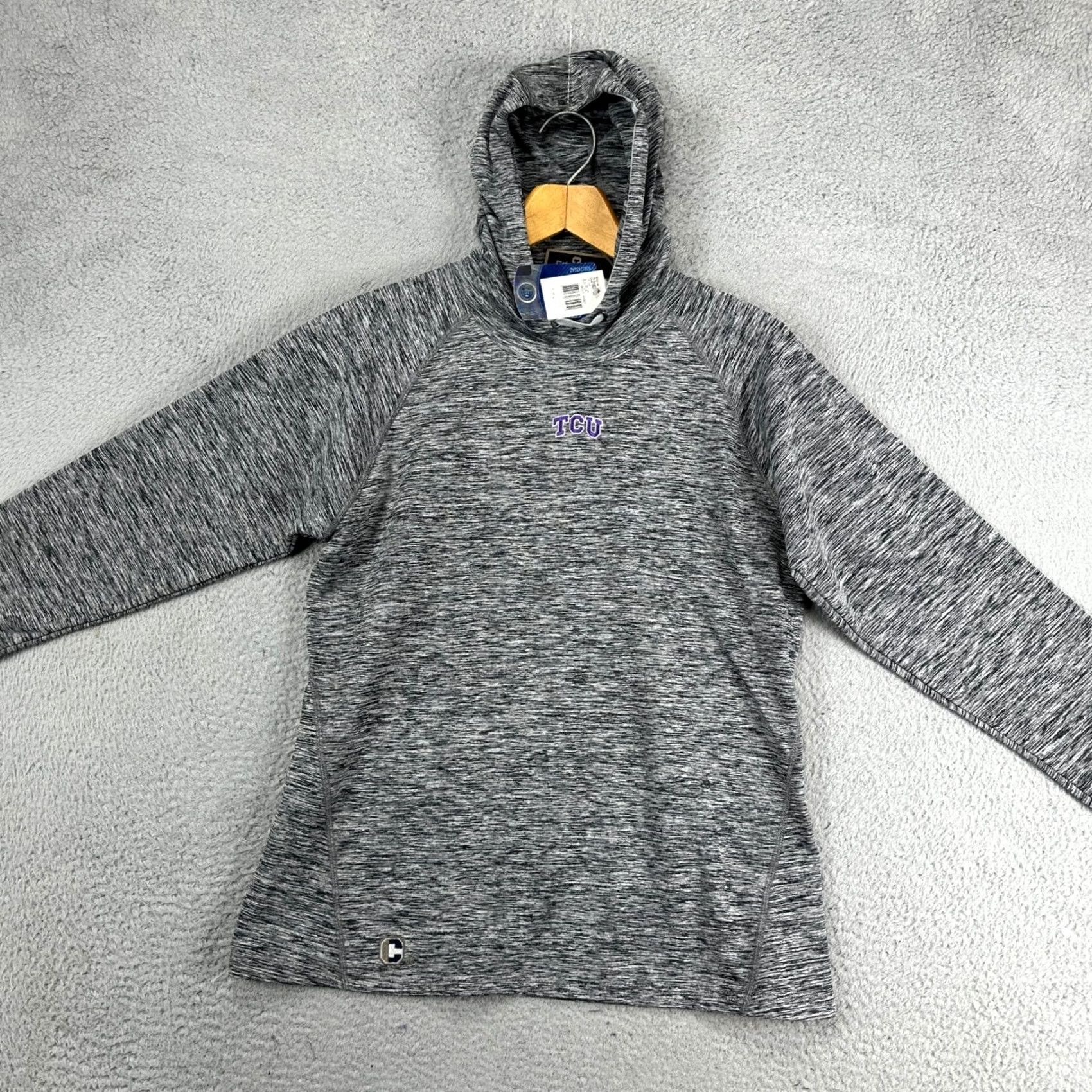 Vintage VINTAGE? No. TEXAS CHRISTIAN UNIVERSITY Women Frost Hoody Large Black Grey Heather Crable NEW Size L / US 10 / IT 46 - 3 Thumbnail