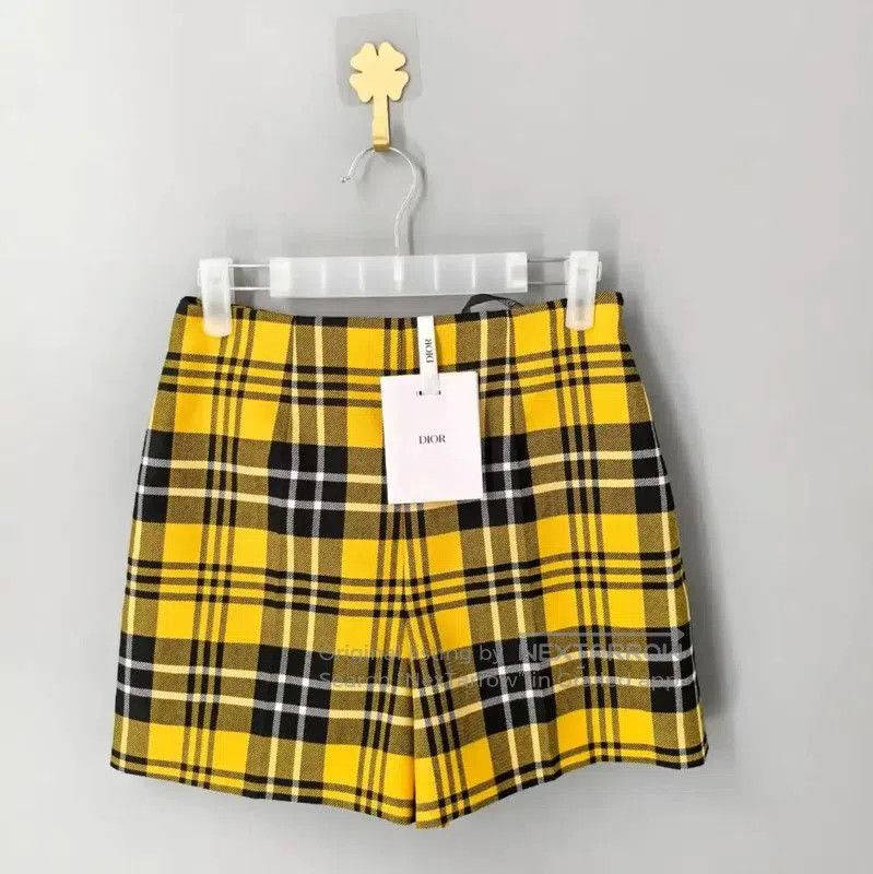 Dior Dior Yellow Wool Checkered Women's Shorts . Size 22" - 1 Thumbnail
