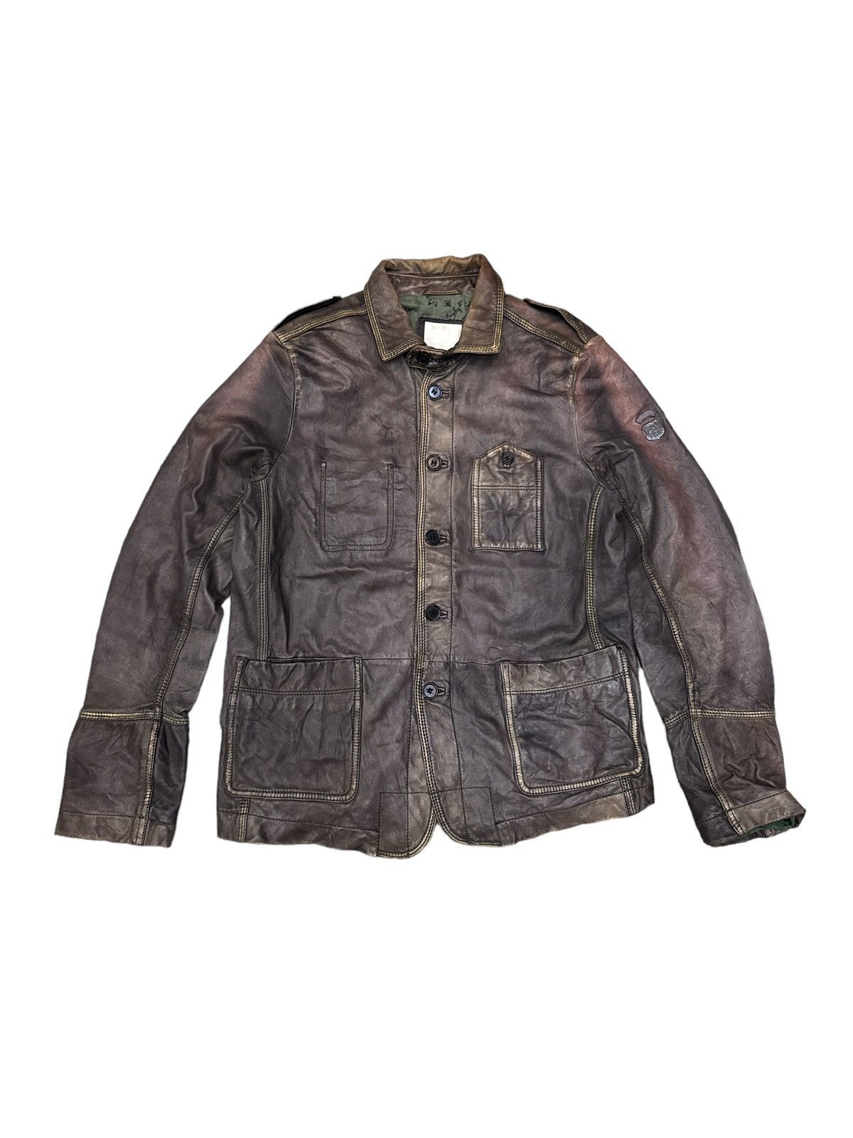 Diesel DIESEL DISTRESSED PATTEN LAMBSKIN BIKER LEATHER JACKET Size US M / EU 48-50 / 2 - 1 Thumbnail