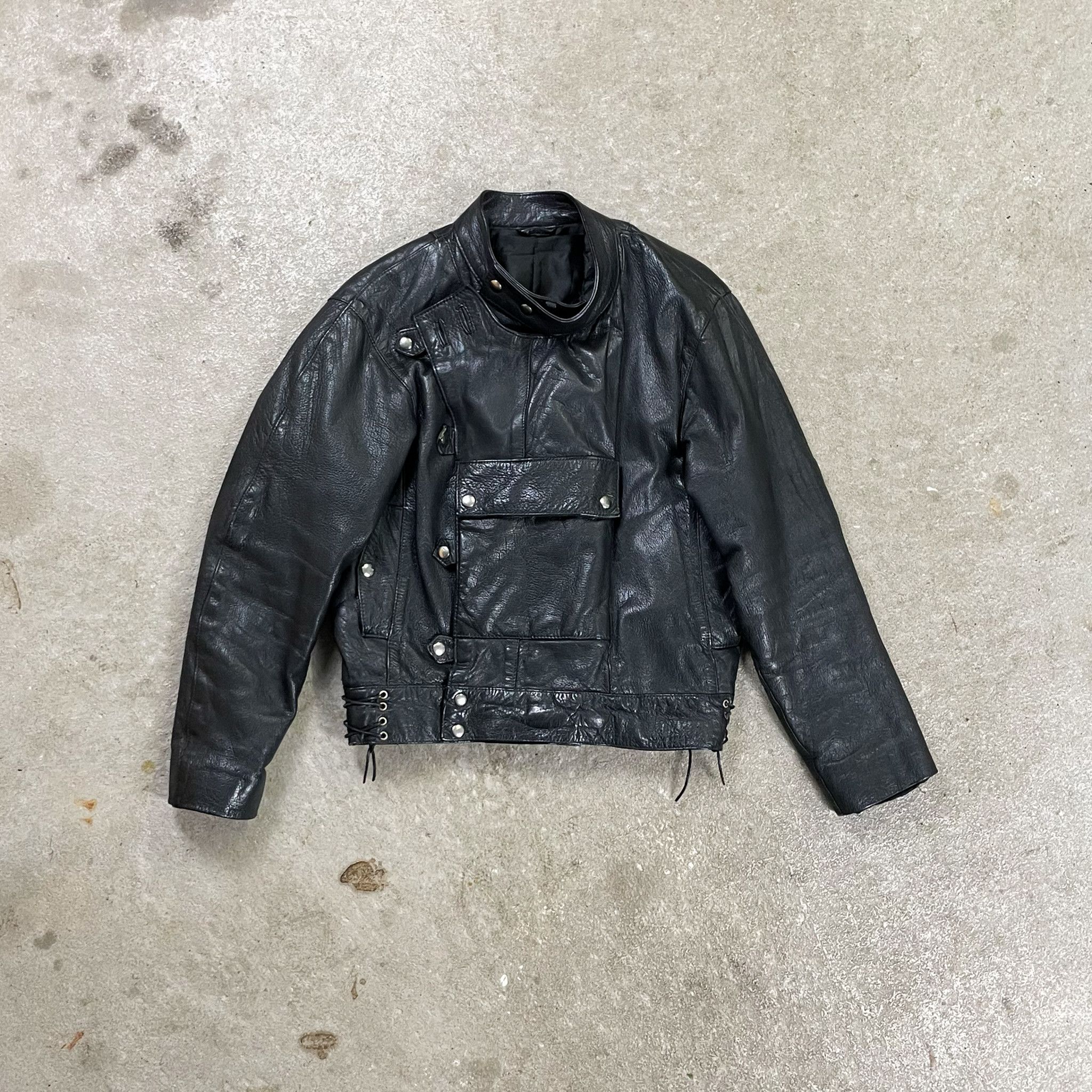 Vintage Vintage Swedish Army Motorcycle Black Leather Jacket Size US M / EU 48-50 / 2 - 1 Thumbnail