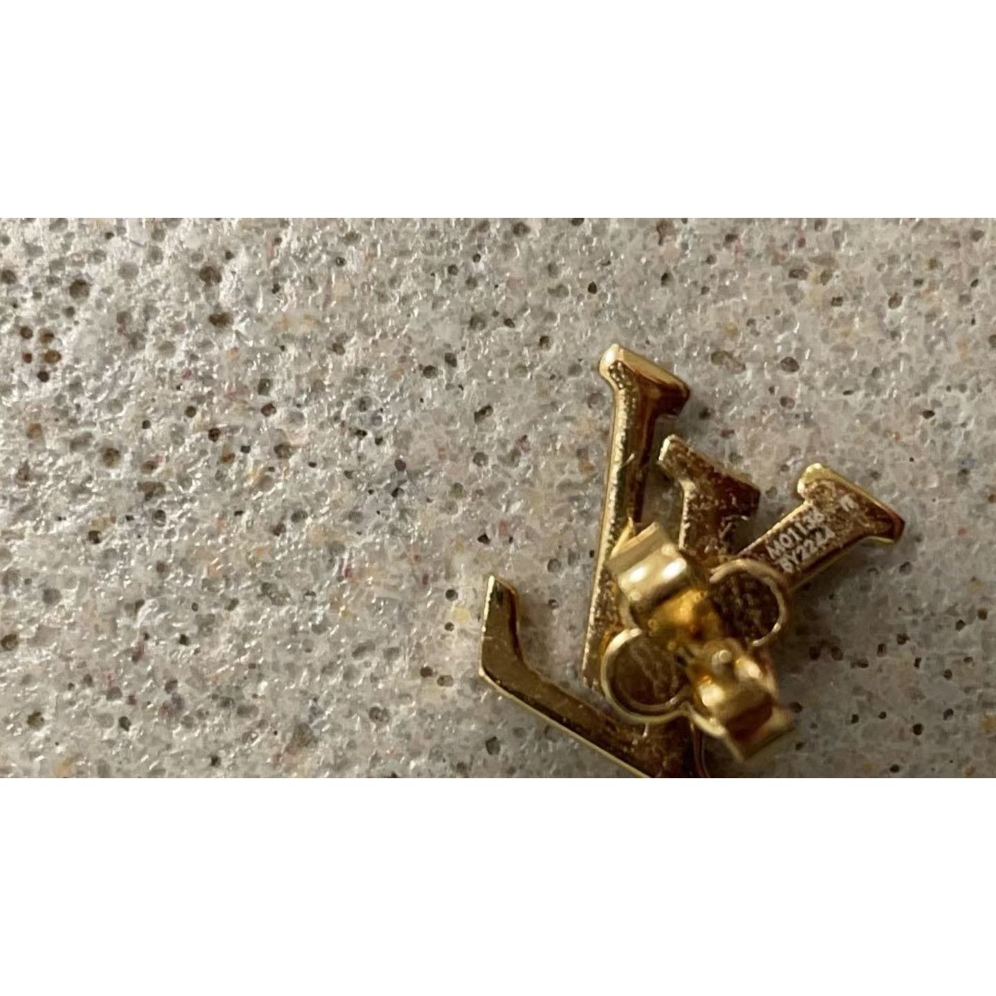 Louis Vuitton Louis Vuitton Authentic Gold & Pink LV Monogram Stud Earring Size ONE SIZE - 6 Thumbnail