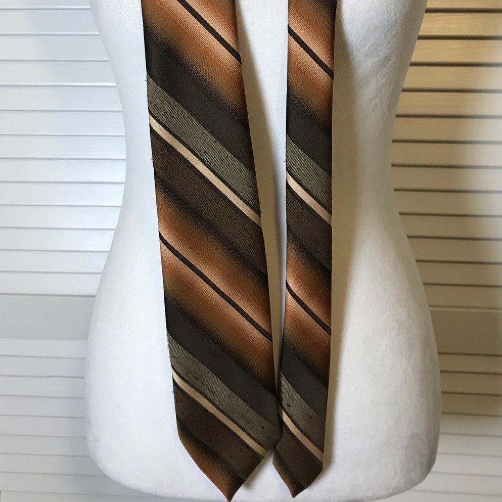 Other Vintage Copper Striped Short Classic Men Necktie Size ONE SIZE - 3 Thumbnail