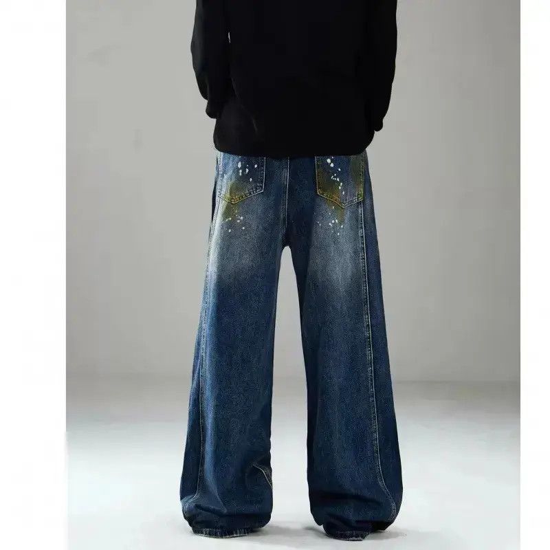 Japanese Brand Retro loose high street hip-hop splashed ink jeans Size US 32 / EU 48 - 2 Thumbnail