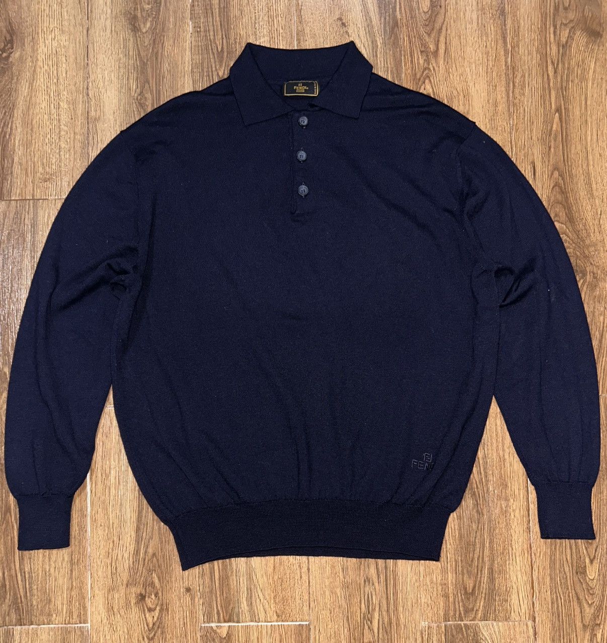 Fendy Long-sleeve Knitted Polo Shirt
