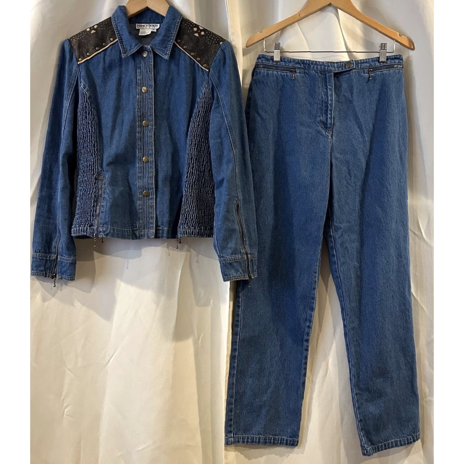 Vintage VINTAGE Nancy Bolen City Girl Western Denim Set Jacket Size 10 Blue Size US 10 / IT 40 - 2 Thumbnail