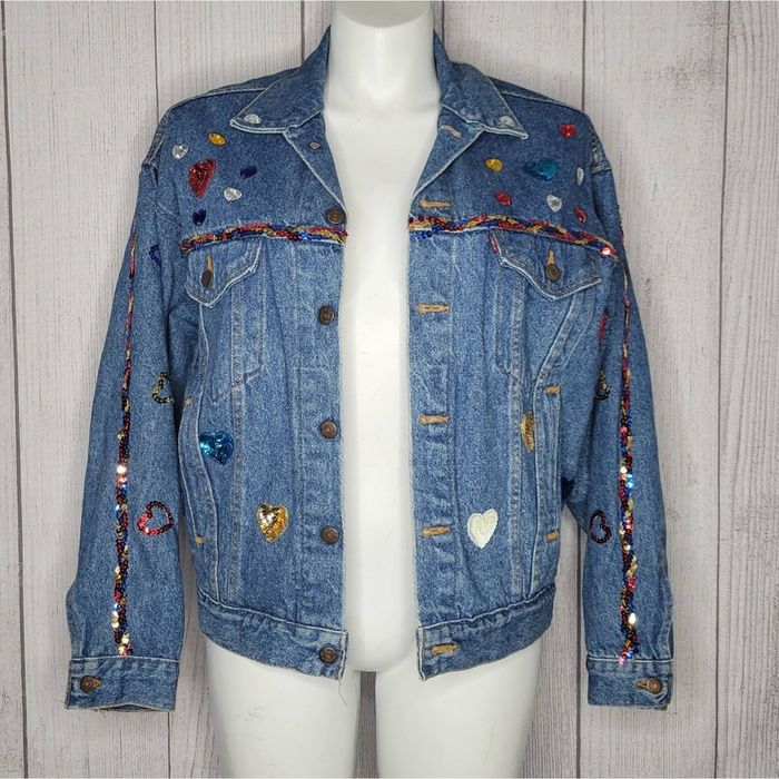 Levi's Vintage 90s Levi's Sequin Carousel Heart Denim Type 3 Jacket ...