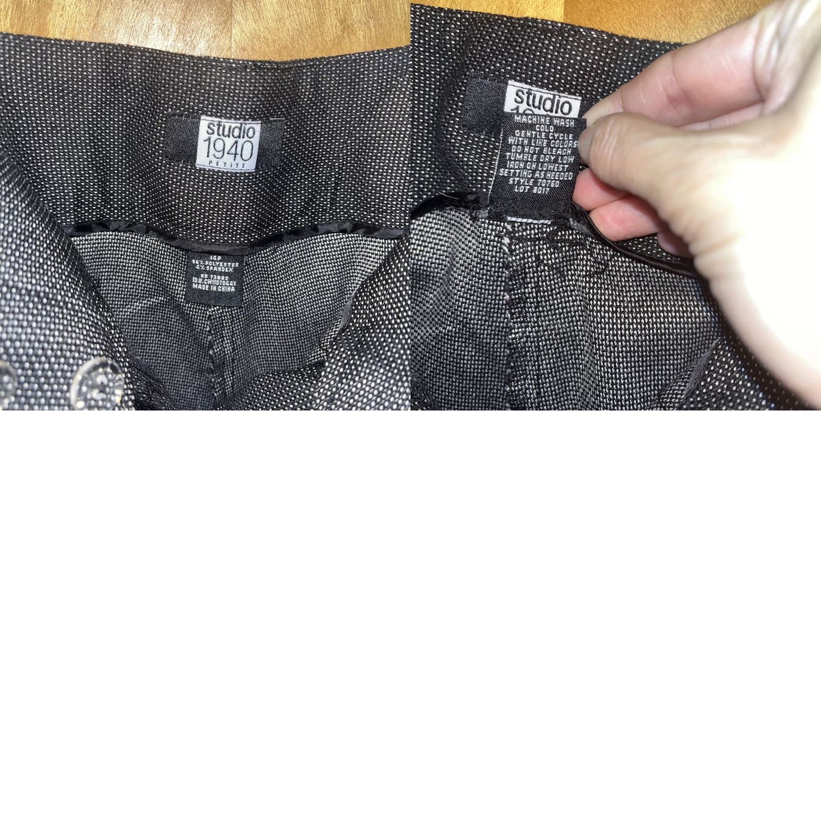 Vintage Studio 1940 Womens Black Over White Trousers Size 14 Petite Size 36" / US 14 / IT 50 - 8 Thumbnail
