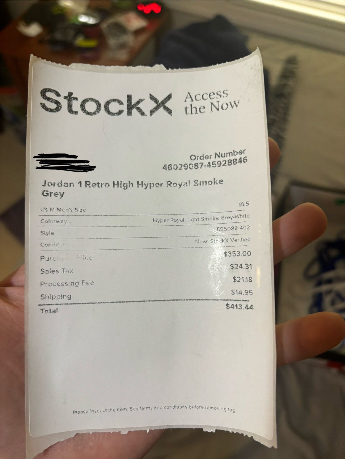 Jordan Brand Size 10.5 - Jordan 1 Retro OG High Hyper Royal Smoke Grey Size US 10.5 / EU 43-44 - 5 Thumbnail
