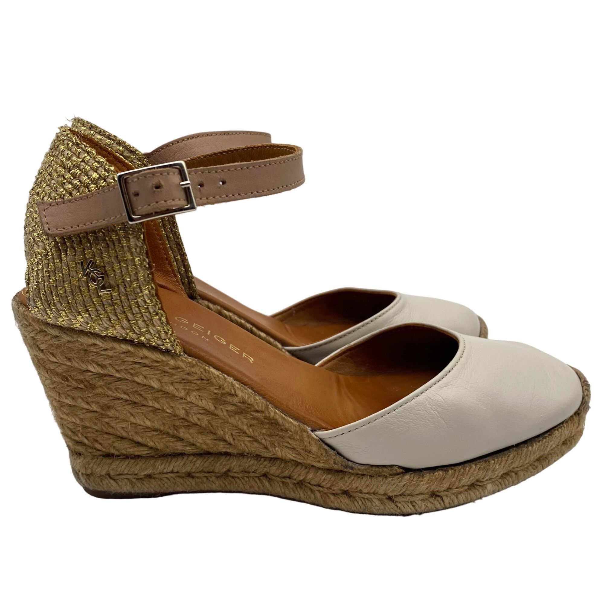 Kurt Geiger Kurt Geiger London Monty White/Gold wedge heel espadrilles W Size US 8 / IT 38 - 1 Thumbnail