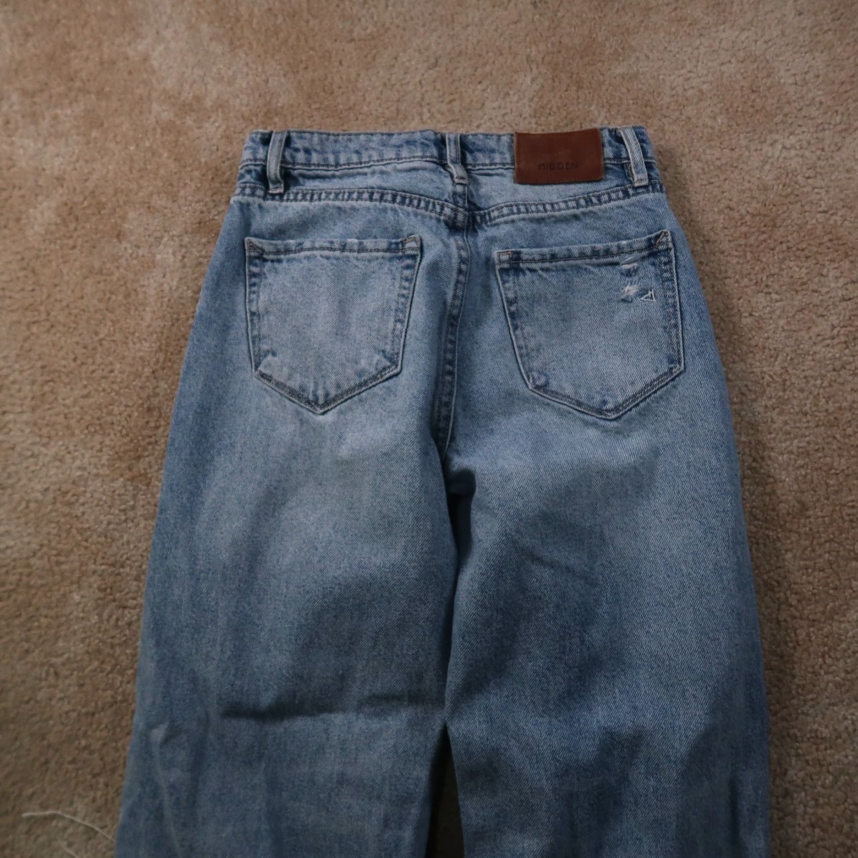 Vintage Hidden Jeans Women 24 Blue Denim Wide Leg High Rise 5-Pocket Logo rips Button Zip Vintage No Size 42" / US 20 - 6 Thumbnail