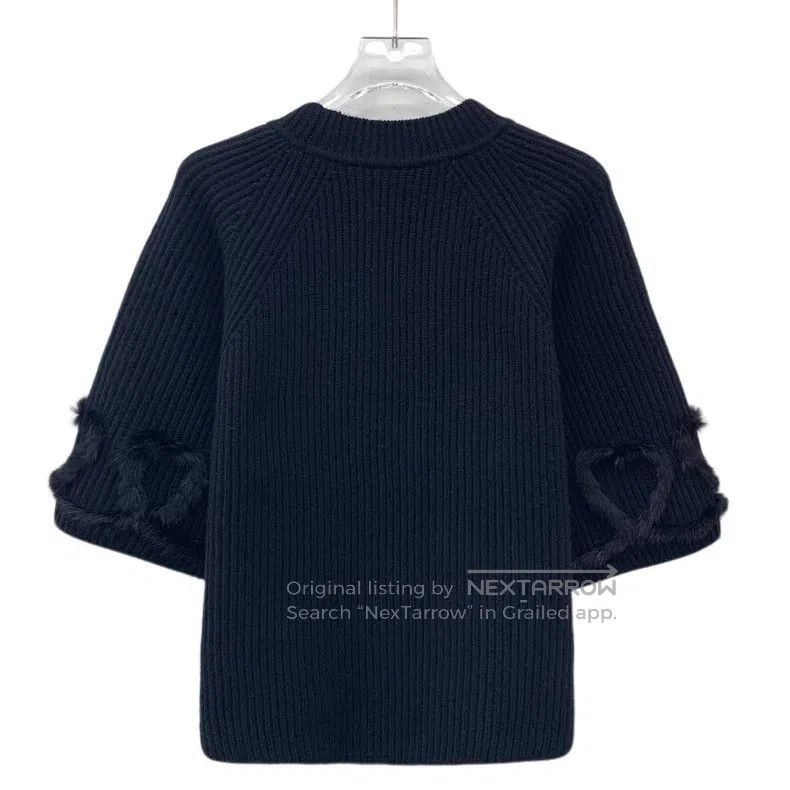 Fendi Fendi Black mink fur cuff wool round neck mid-sleeve knitt Size XS / US 0-2 / IT 36-38 - 2 Thumbnail