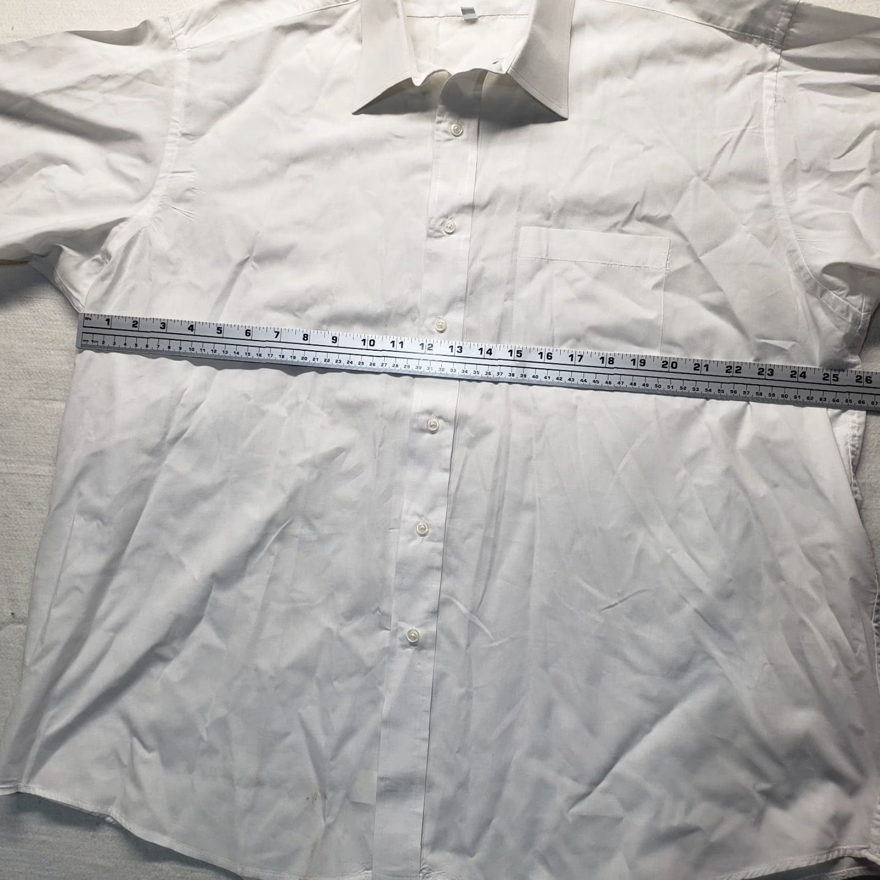 Vintage Botany 500 Shirt Men Big & Tall 18 White Short Sleeve Button-Up Front Pocket Solid Dress Shirt Mens Size 48R - 4 Thumbnail