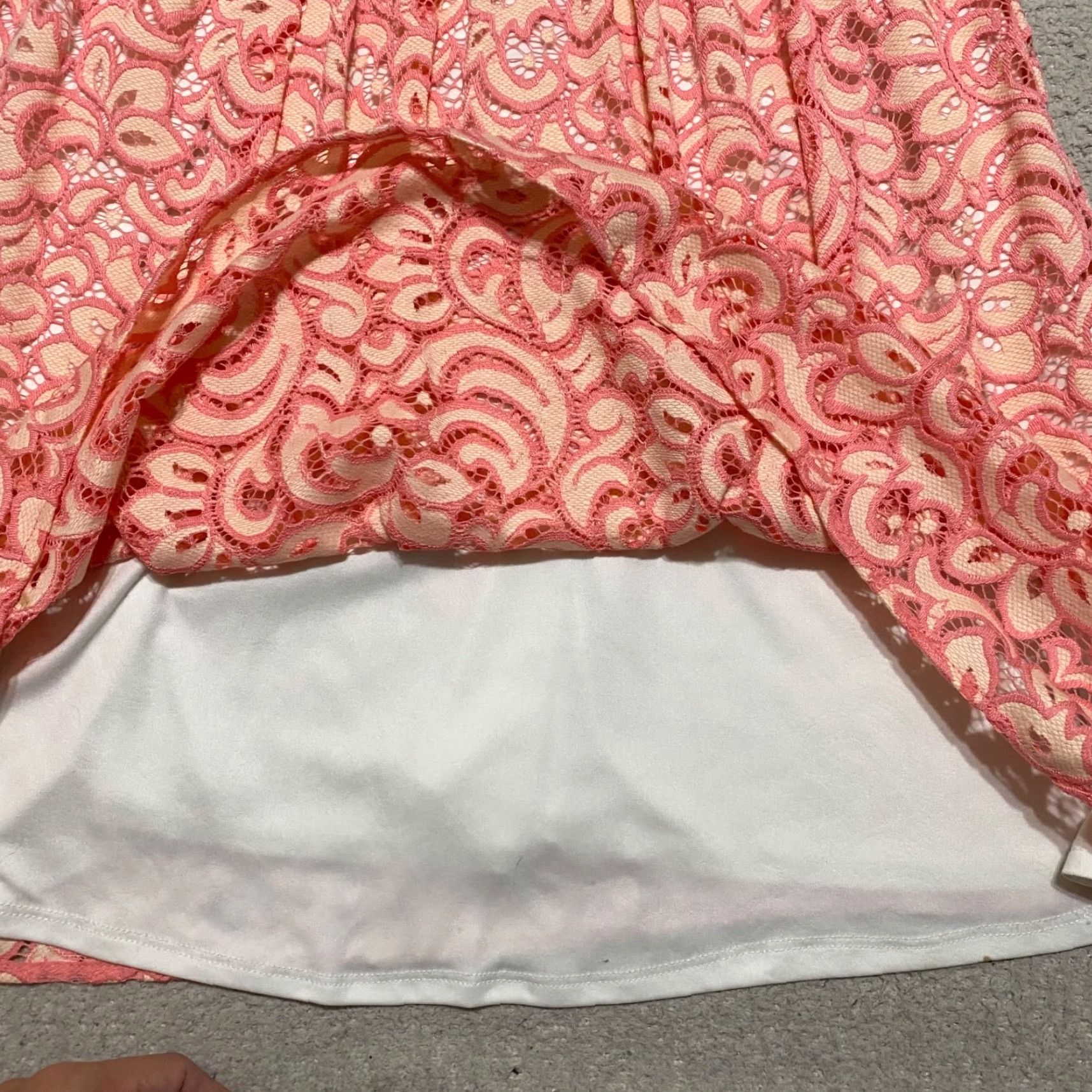 Betsey Johnson Betsey Johnson Dress Womens 2 Pink Geometric Lace Lined Collared Fit Flare Knee Length A-Line Casual Party/Cocktail Vintage No - Wait Size XS / US 0-2 / IT 36-38 - 6 Thumbnail