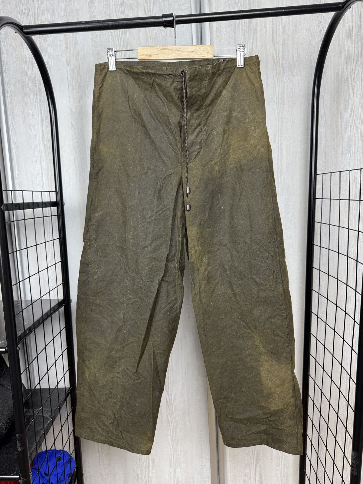 Barbour Barbour made in England khaki green vintage waxed pants XS Size US 30 / EU 46 - 1 Thumbnail