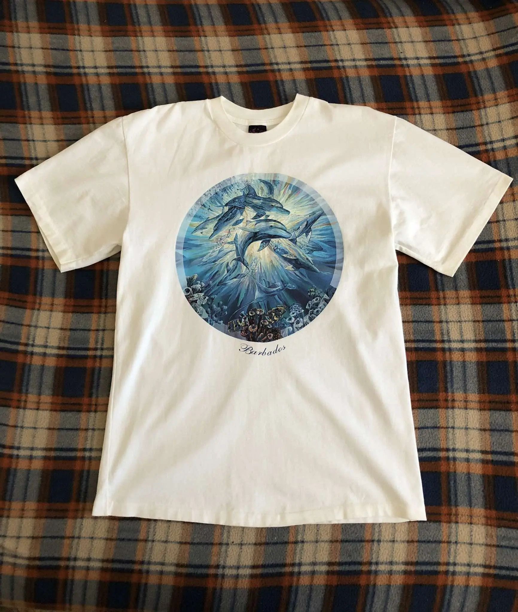 Caribbean × Ocean Pacific × Vintage 90s Barbados Dolphins print T-shirt, M Size US M / EU 48-50 / 2 - 1 Thumbnail