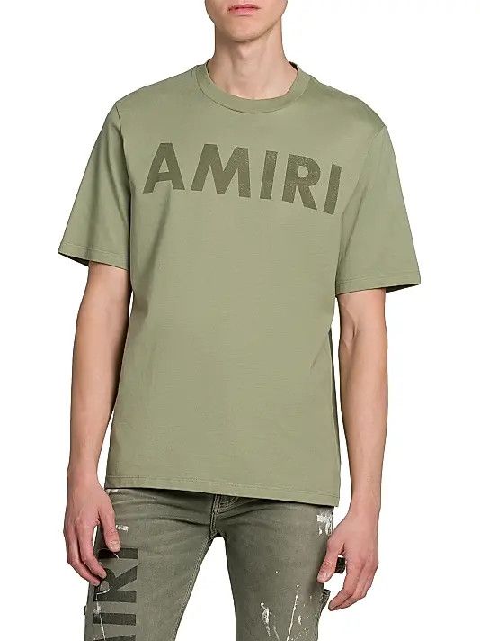 Amiri os11x1225 Logo Stencil T-Shirt in Olive Size US S / EU 44-46 / 1 - 3 Thumbnail