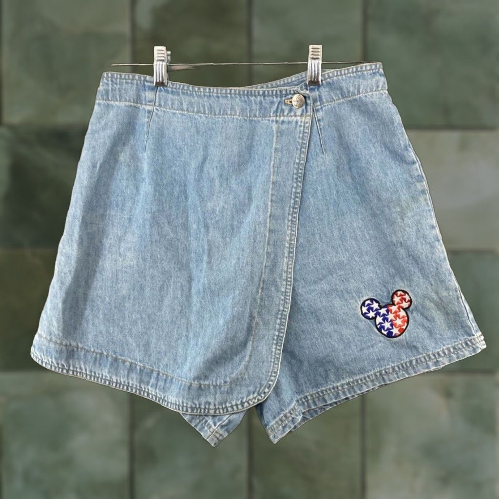 Mickey Unlimited Mickey Unlimited Women's Skort 11 Blue Denim Embroidered Casual 90s Cartoon Size 32" / US 10 / IT 46 - 1 Thumbnail