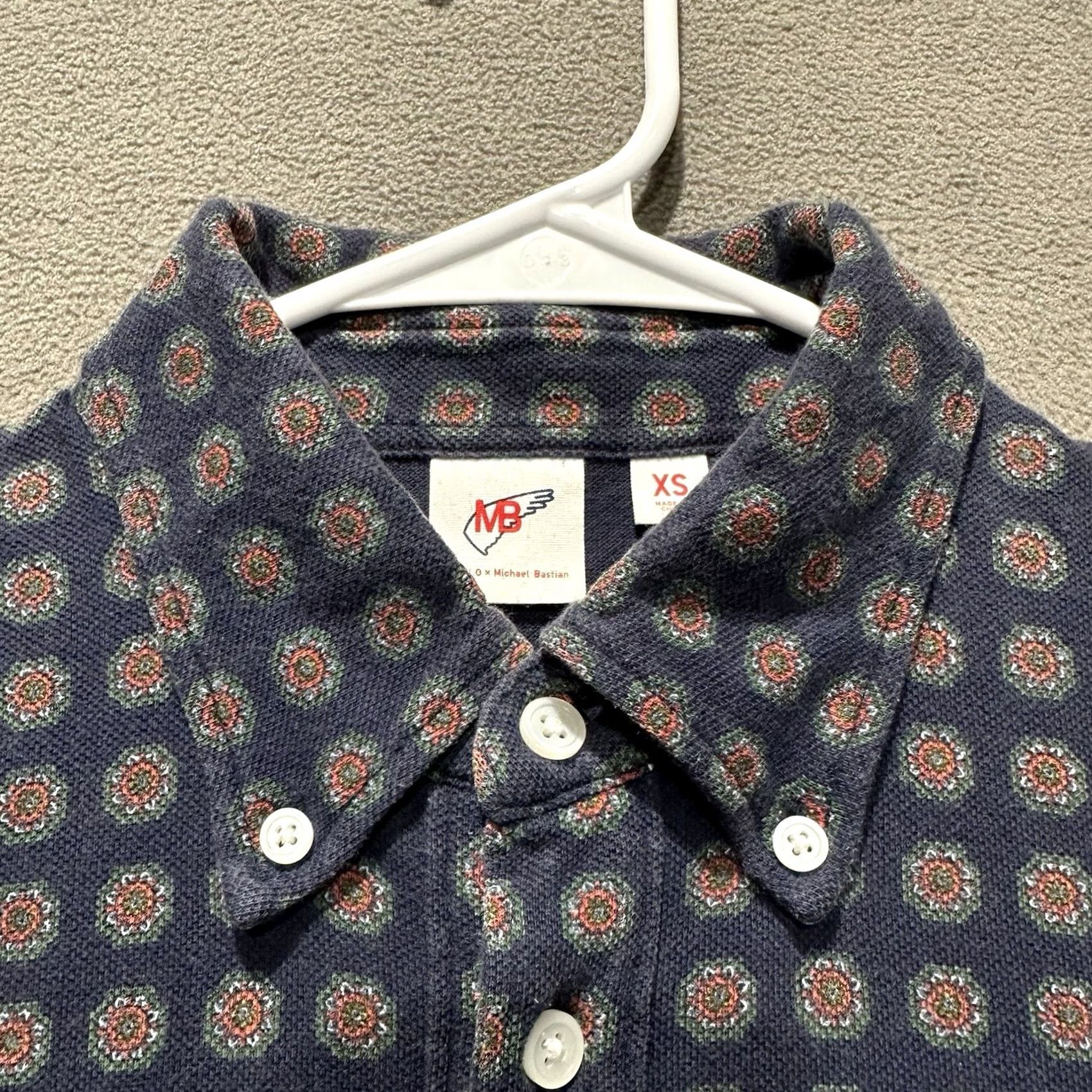 Uniqlo UNIQLO Michael Bastian Polo Shirt Mens XS Blue Geometric Floral AOP Lightweight Size US XS / EU 42 / 0 - 5 Thumbnail
