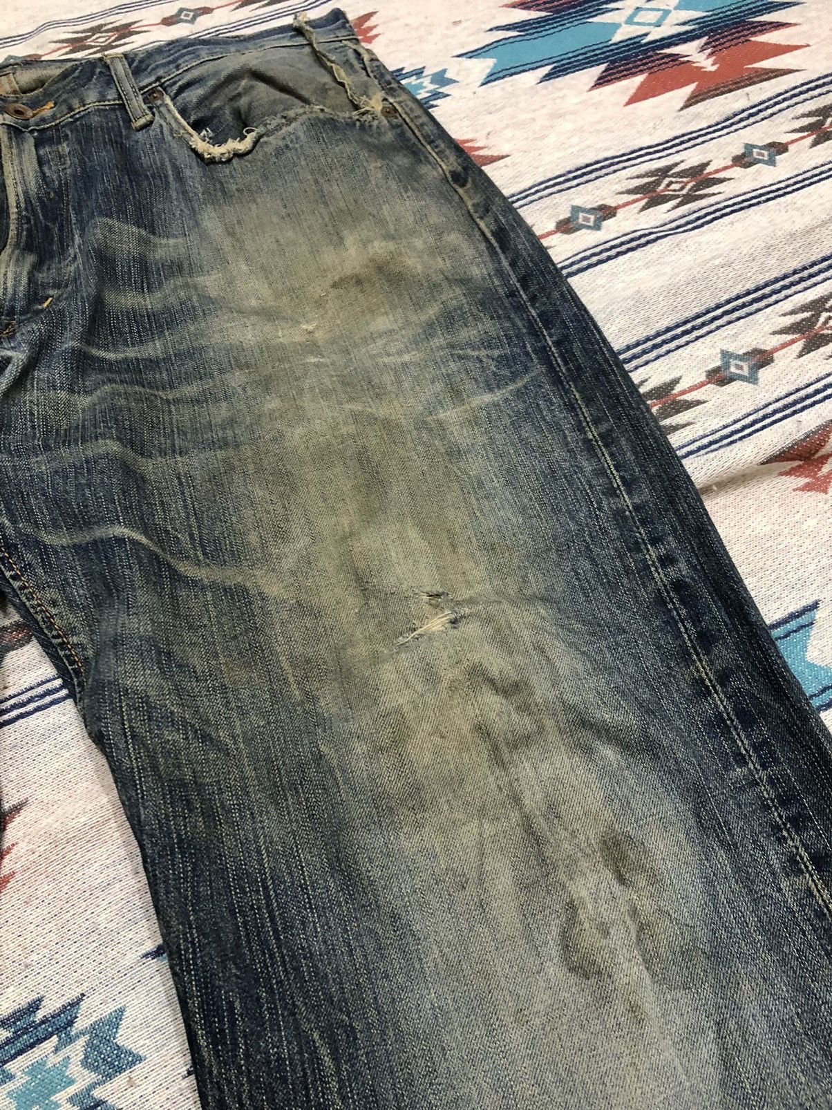 Edwin WIDE LEG RUSTY DAMAGED DISTRESSED SELVEDGE DENIM BY EDWIN Size US 38 / EU 54 - 3 Thumbnail