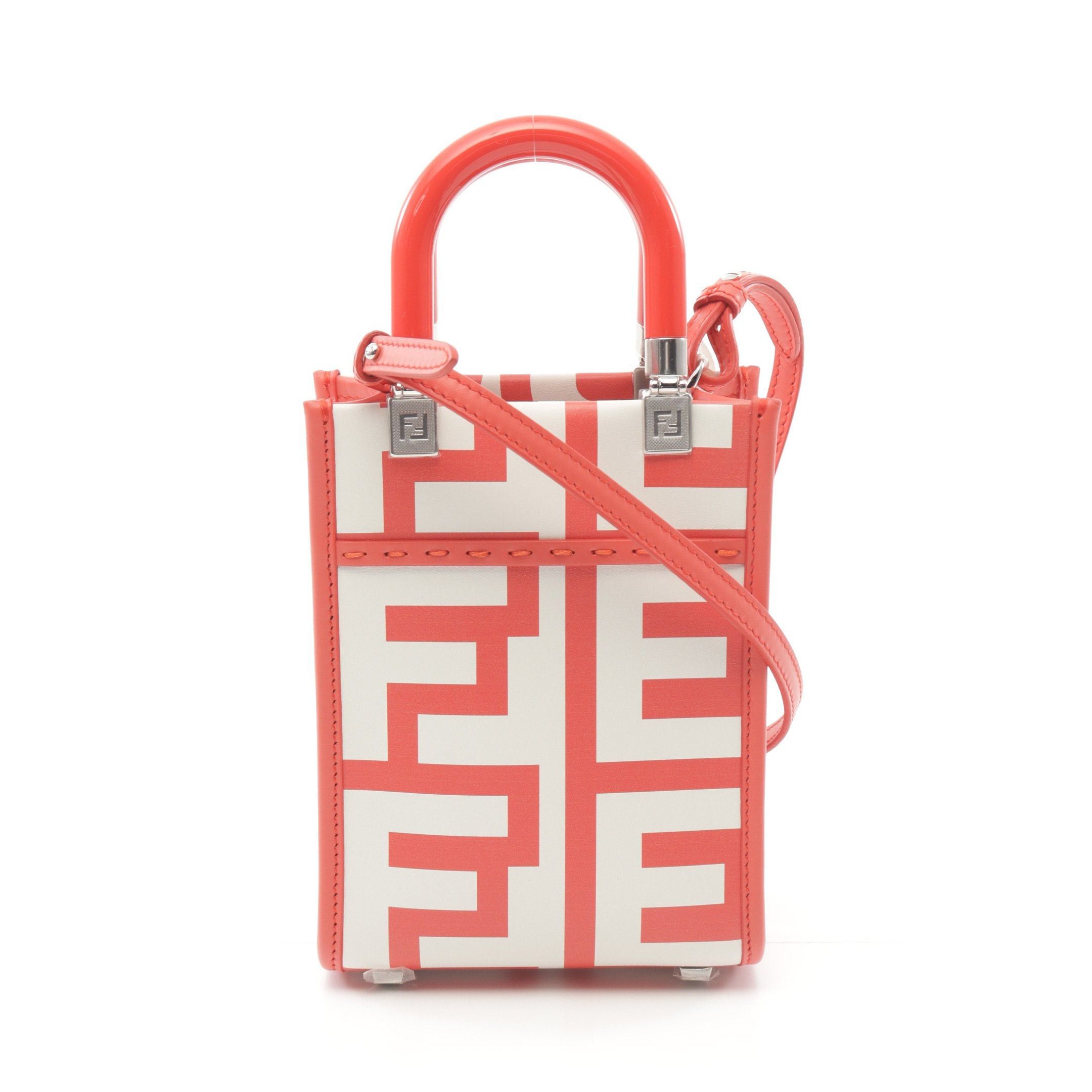 Fendi Fendi Sunshine Shopper Mini Handbag Leather Red Off White Size ONE SIZE - 1 Thumbnail
