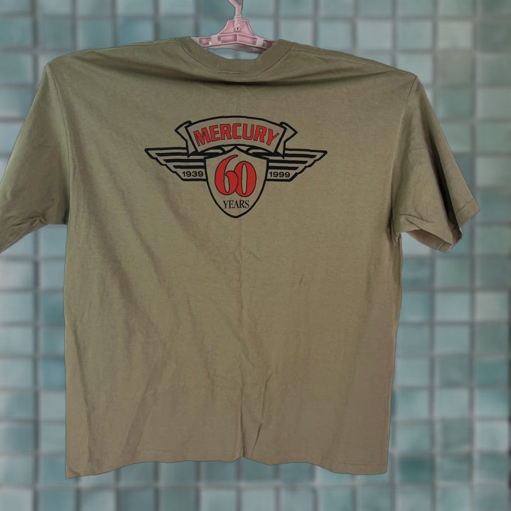 Vintage Softee Tee Jays Mens Khaki T Shirt Size 2XL Mercury 60 Years The Water Calls Size US XXL / EU 58 / 5 - 1 Thumbnail
