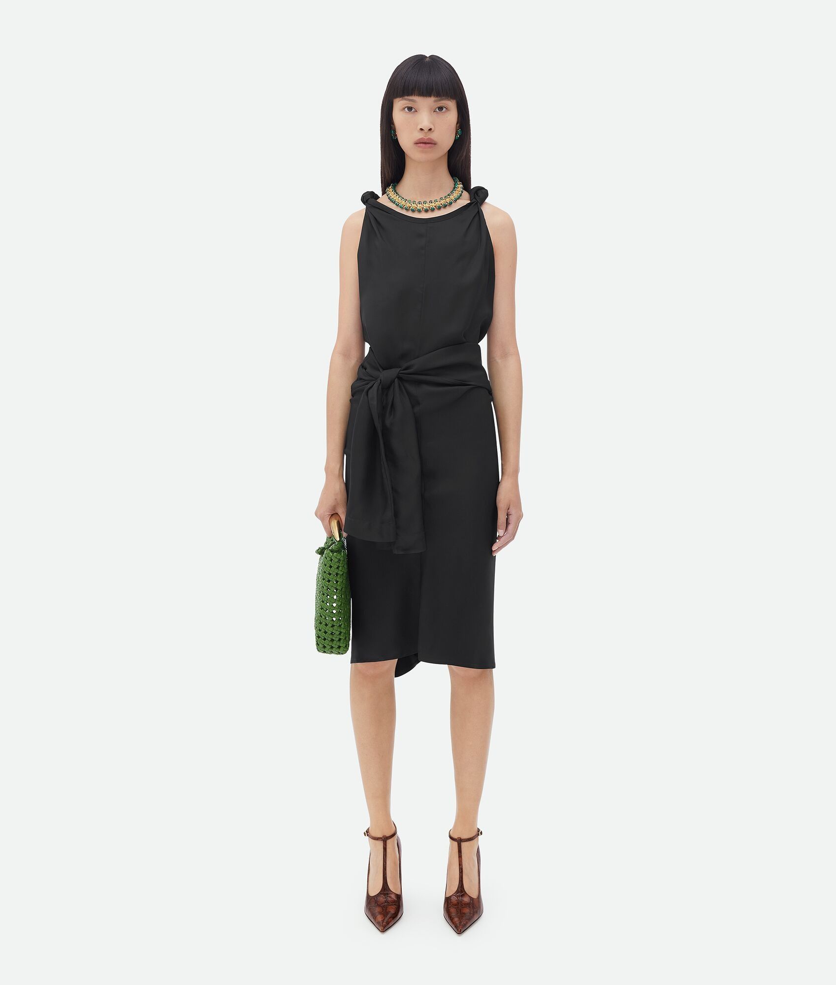 Bottega Veneta o1bcso1str0225 Washed Viscose Knotted Dress in Black Size M / US 6-8 / IT 42-44 - 3 Thumbnail