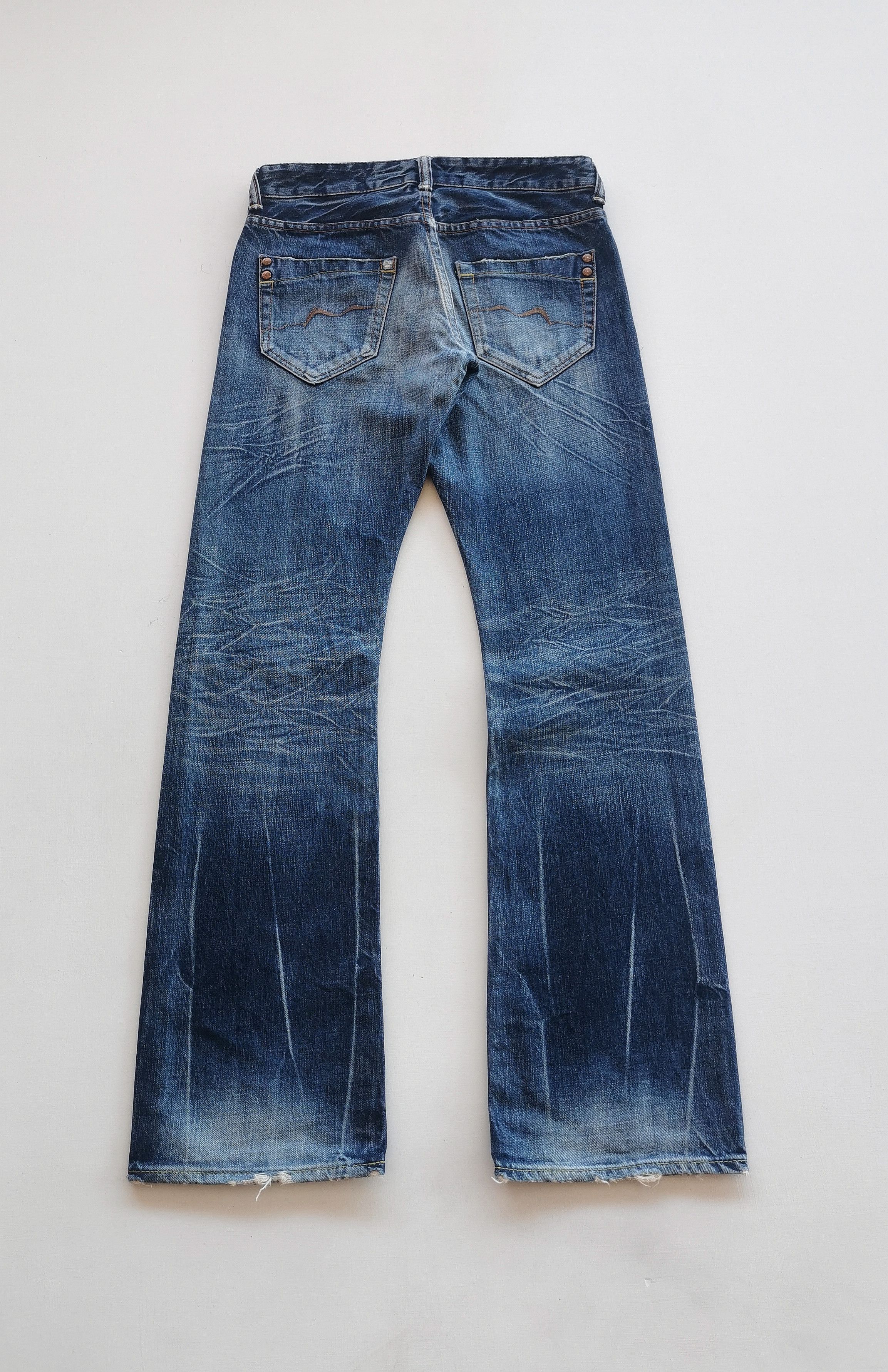 Japanese Brand Japanese Brand Rivet Blue Flare Whiskering Distressed Jeans Size US 28 / EU 44 - 10 Thumbnail
