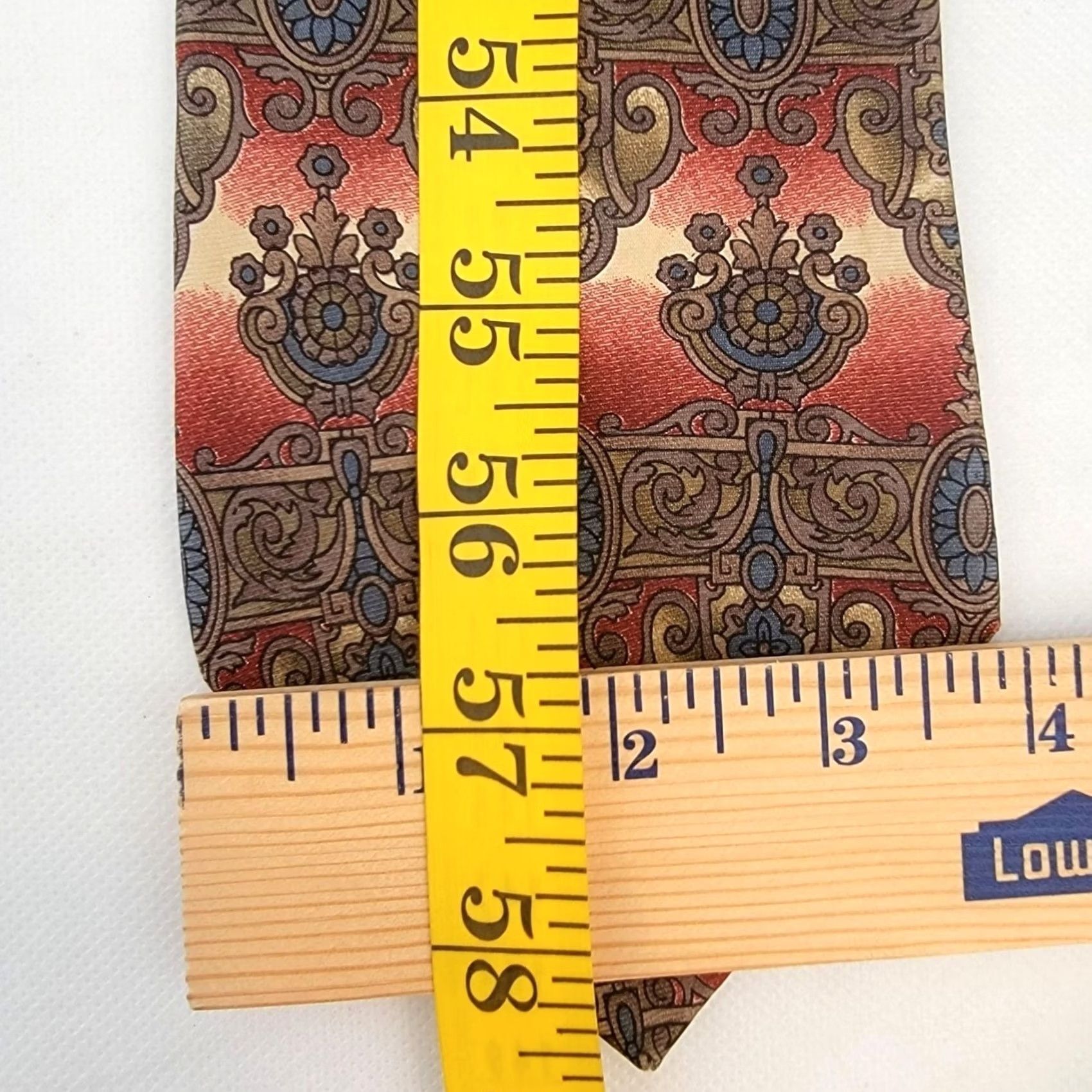Oscar De La Renta Vtg Oscar de la Renta Silk Tie Geometric Designer USA Old World Necktie Silky Size ONE SIZE - 6 Thumbnail