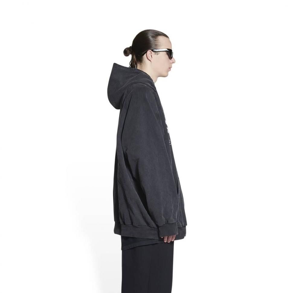 Balenciaga o1in1g0124 College 1917 Hoodie Oversized in Black Size US M / EU 48-50 / 2 - 2 Thumbnail