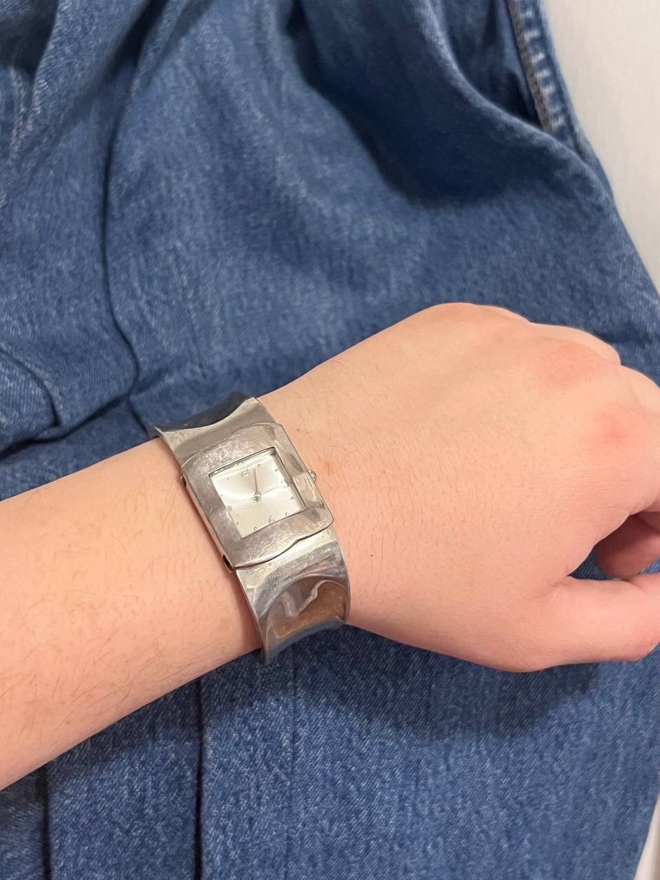 Japanese Brand × Jewelry × Vintage Japan Stylish Full Chrome Chunky Watch Bracelet Futuristic Size ONE SIZE - 8 Thumbnail