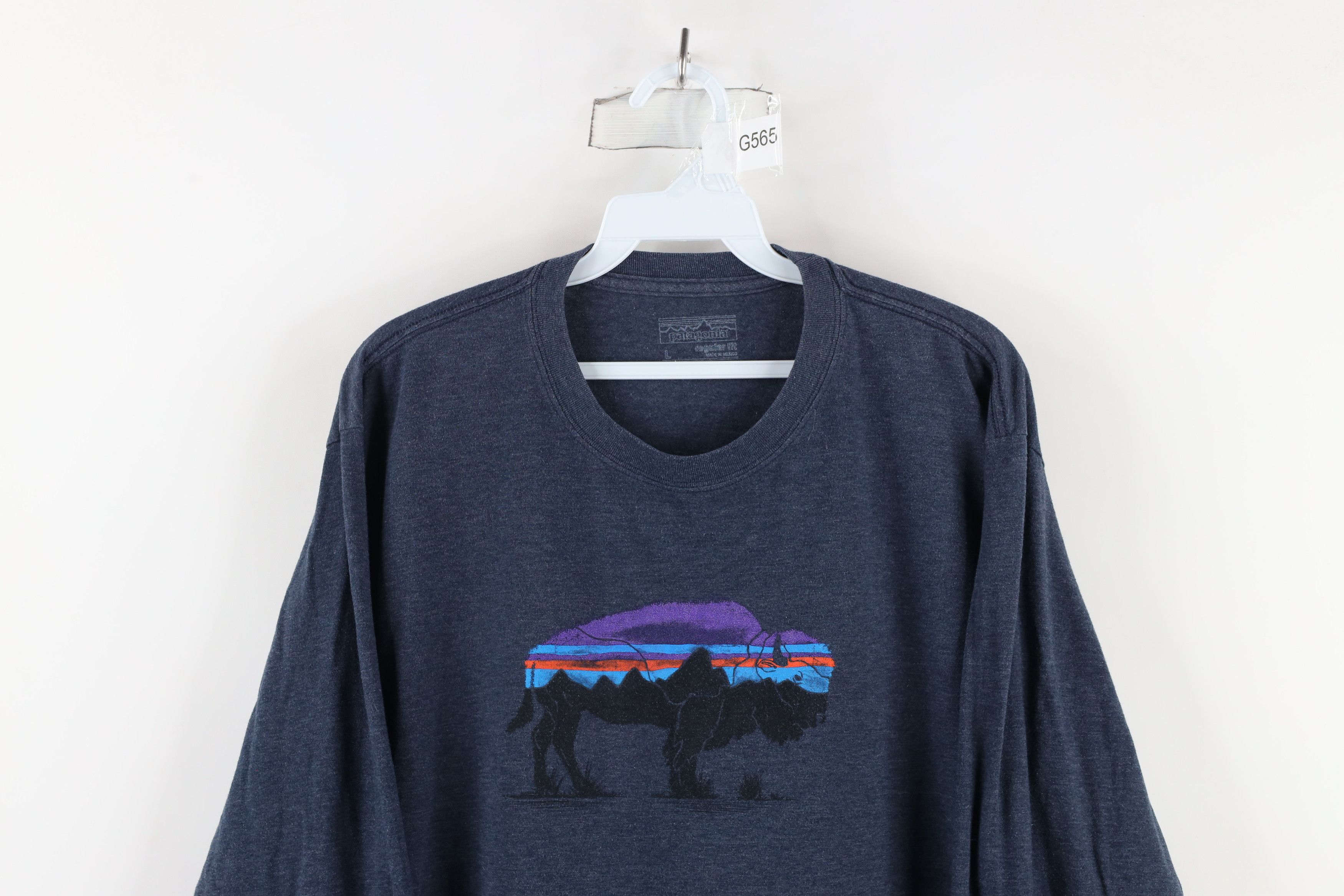 Patagonia × Vintage Vintage Patagonia Spell Out Buffalo Long Sleeve T-Shirt Blue Size US L / EU 52-54 / 3 - 2 Thumbnail