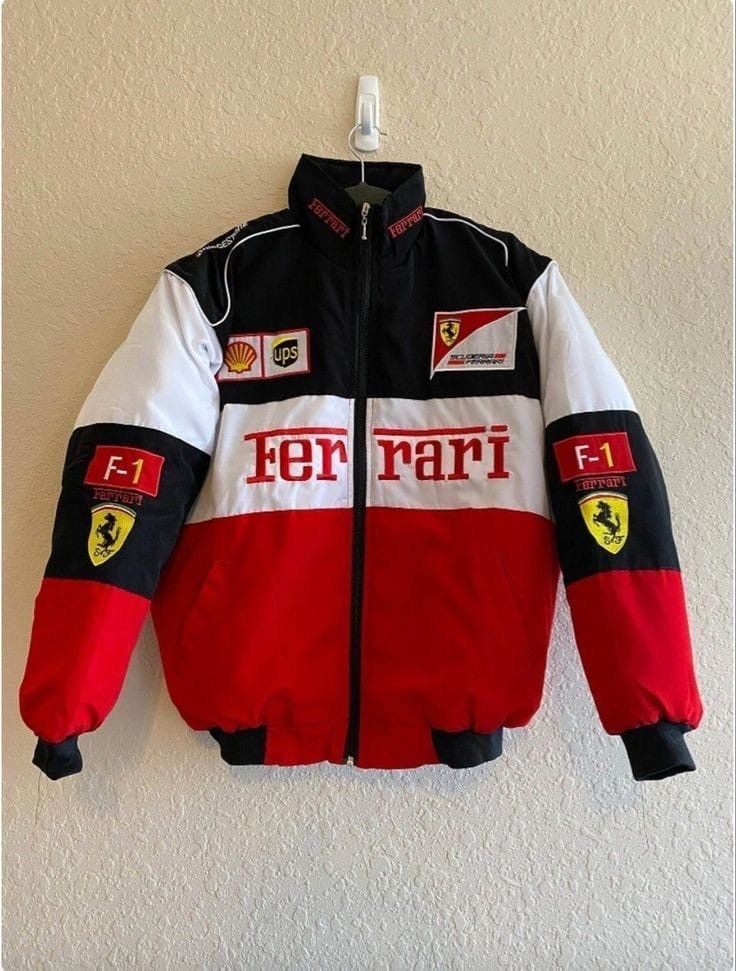 F1 Racing Jacket F1-Formula Vintage Unisex Black White