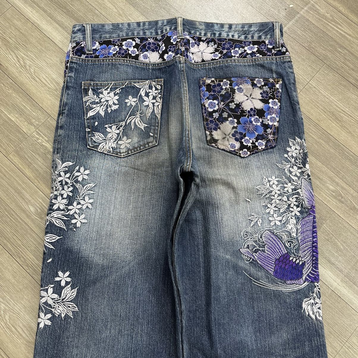 Karakuri Tamashii Y2K Karakuri Tamashii Koi Flowers Embroidered Ed kardy Jeans Size US 30 / EU 46 - 18 Thumbnail
