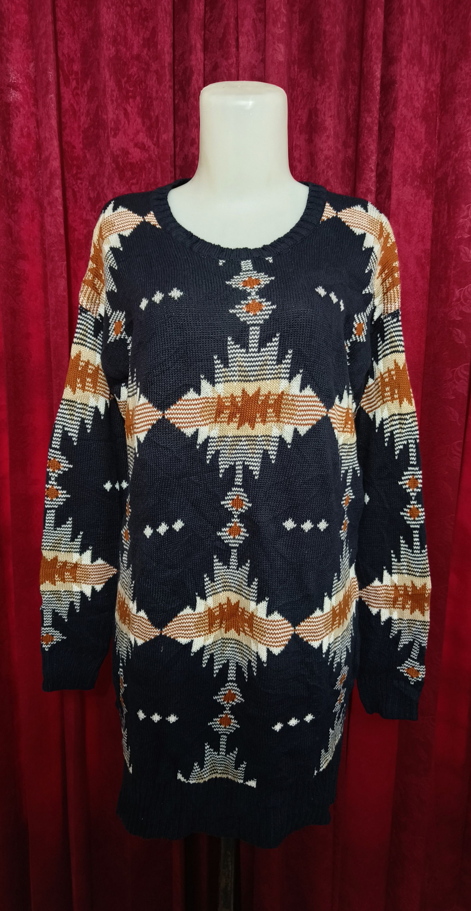 Other Vintage 90s ESMARA Women's Ethnic Striped Long Knit Sweater Size M / US 6-8 / IT 42-44 - 7 Thumbnail