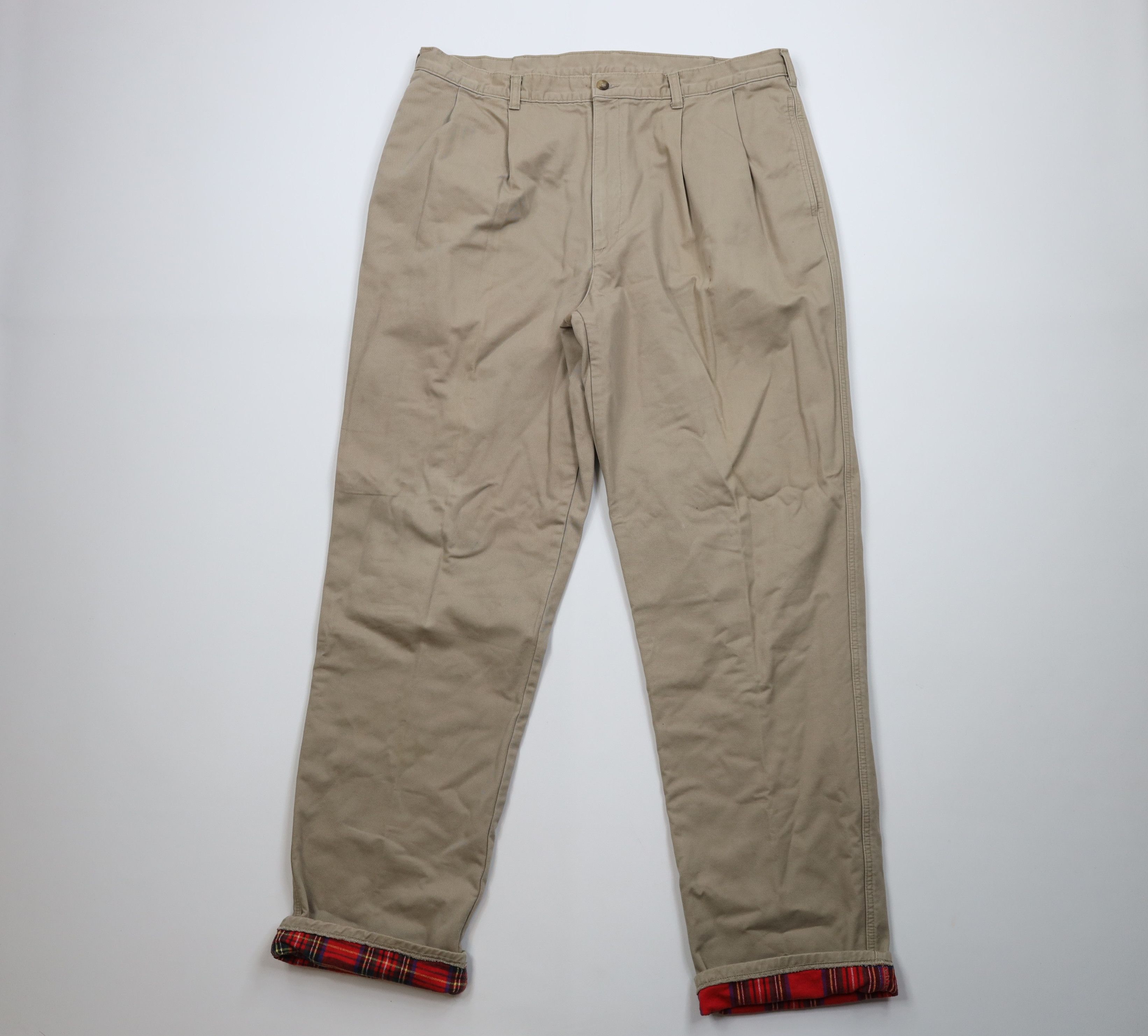 L.L. Bean Vintage 90s LL Bean Flannel Lined Wide Leg Chino Pants USA Size US 38 / EU 54 - 1 Thumbnail