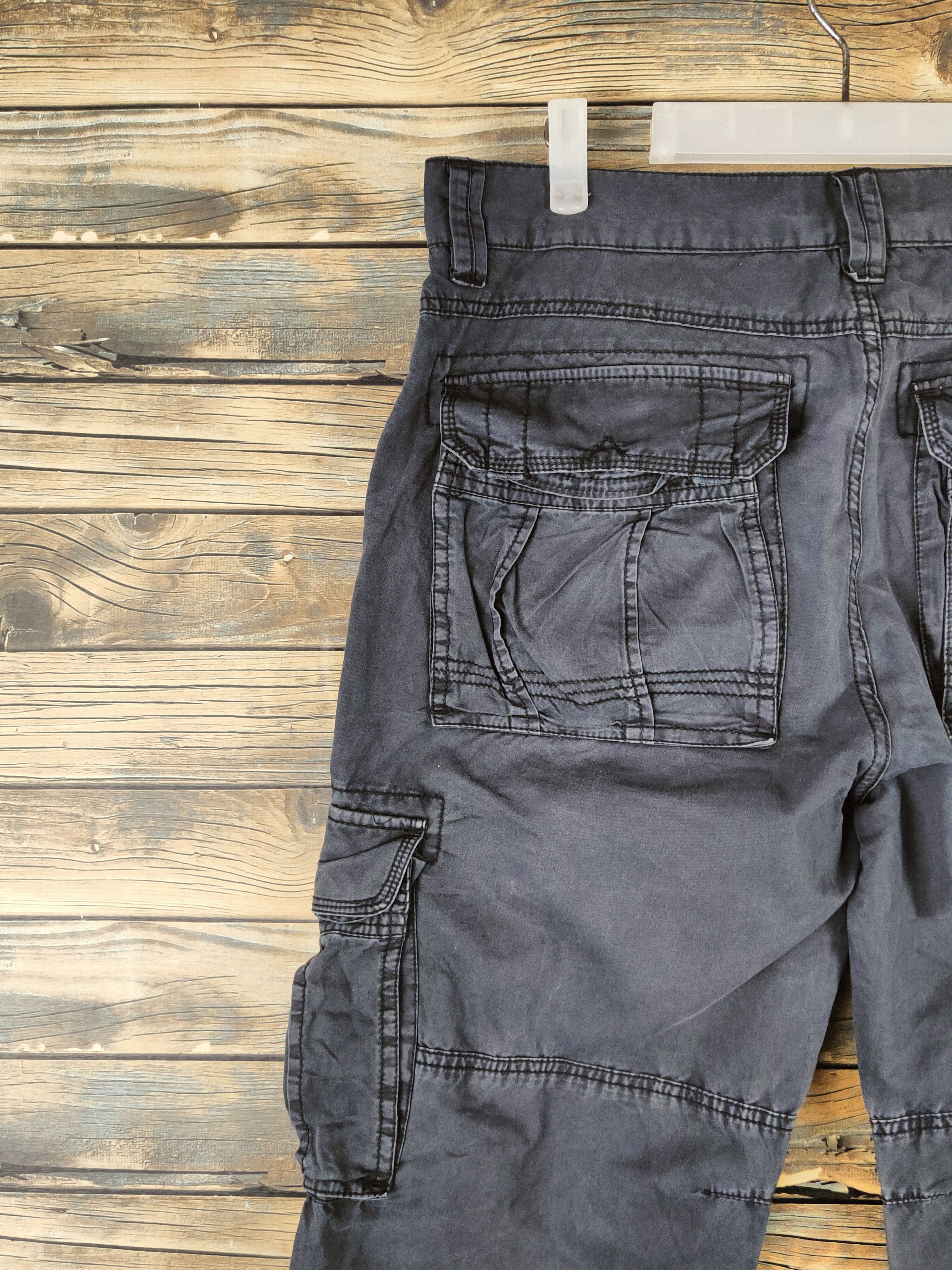 Japanese Brand DL Jeansweat Black Faded Multipocket Cargo Pants #46-135 Size US 32 / EU 48 - 8 Thumbnail