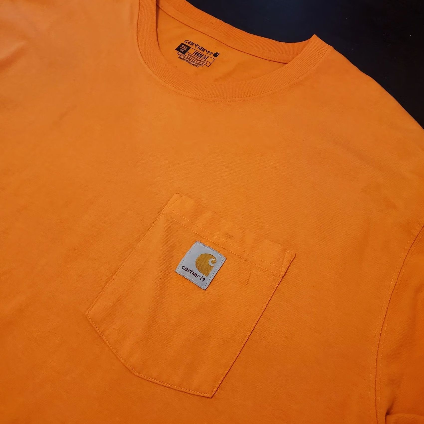 Carhartt VINTAGE: No Carhartt Shirt Mens 2XL Orange High Visibility Long Sleeve Crew Neck Heavyweight Loose Fit Outdoor Size US XXL / EU 58 / 5 - 3 Thumbnail
