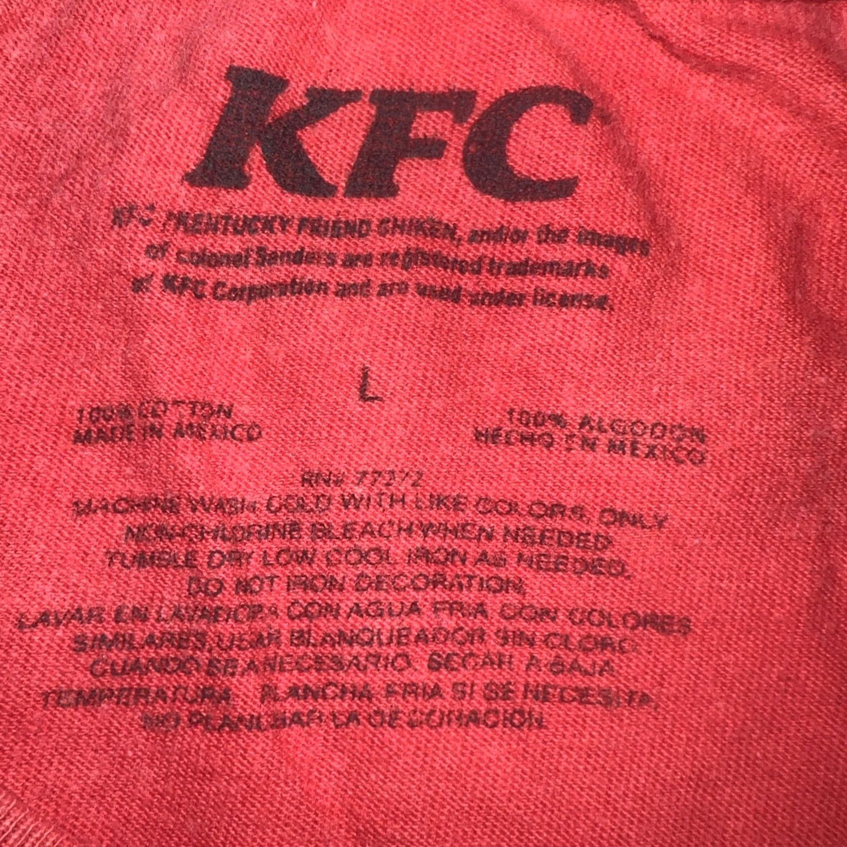 Sanders VINTAGE KFC Shirt Embroidered Colonel Sanders Red Cotton Knit Short Sleeve Crew Neck Large Mens Classic USA 80s 90s Size US L / EU 52-54 / 3 - 7 Thumbnail