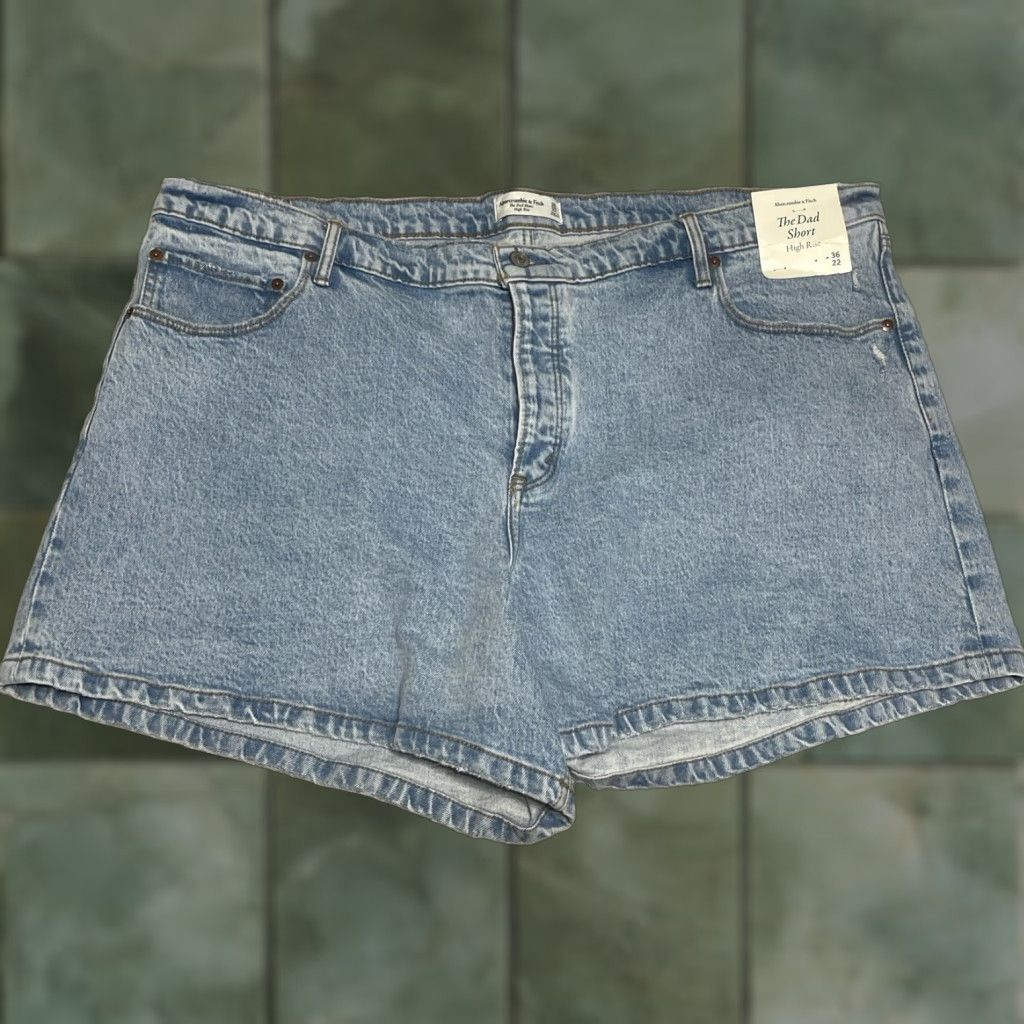 Abercrombie & Fitch VINTAGE Abercrombie & Fitch The Dad Shorts High Rise Button Fly Women’s Plus Size 36/22 Blue Summer Casual Size 25" / US 0 / IT 36 - 1 Thumbnail