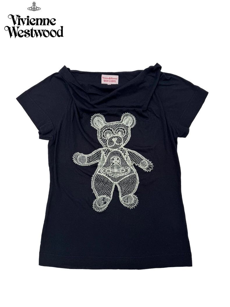Vivienne Westwood Vivienne Westwood Black bear lace printed short sleeve top Size L / US 10 / IT 46 - 1 Thumbnail