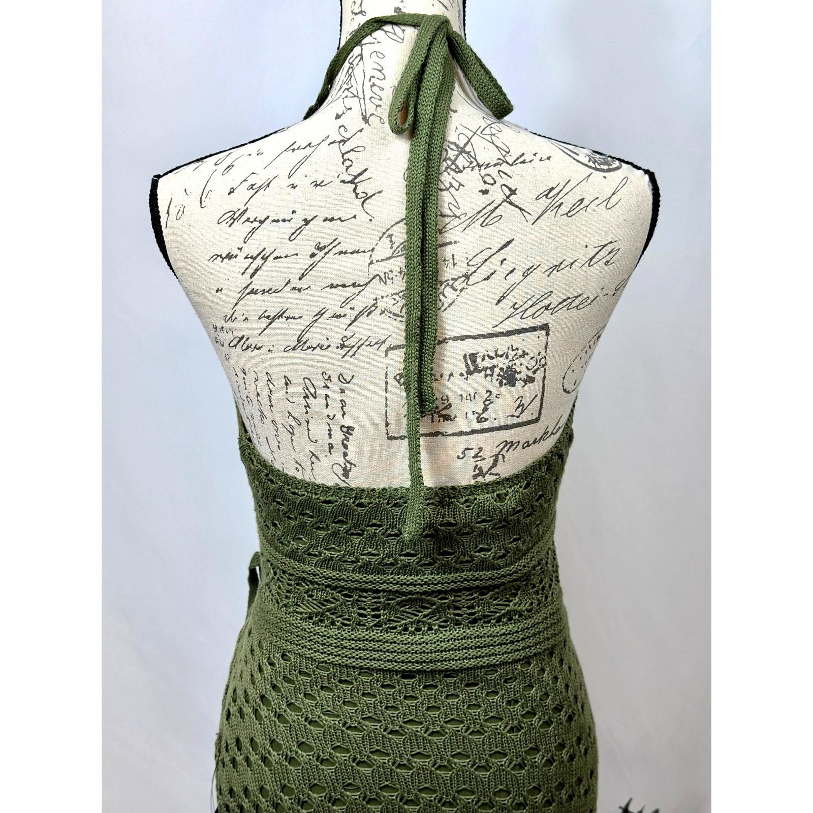 Other Lulu's Blissful Strolls Crochet Wrap Halter Midi Olive L Size L / US 10 / IT 46 - 16 Thumbnail