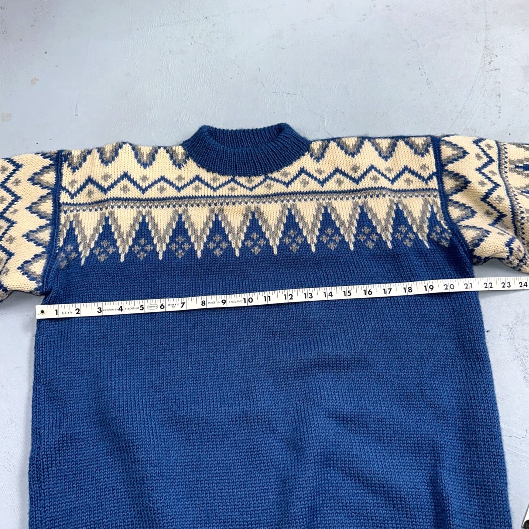 Vintage VINTAGE 1960s Handmade Aztec Cable Sweater Rockabilly Cottage Core Women’s Medium Blue Size M / US 6-8 / IT 42-44 - 5 Thumbnail