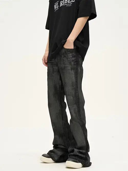 Designer × Japanese Brand × Vintage paint wax faded flared jeans Size US 29 - 2 Thumbnail