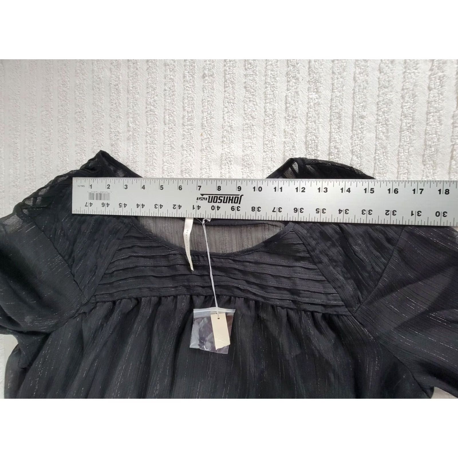 Vintage LC Lauren Conrad Blouse XL Black Metallic Sheer 3/4 Sleeve Side Slits New Womens Size XL / US 12-14 / IT 48-50 - 6 Thumbnail