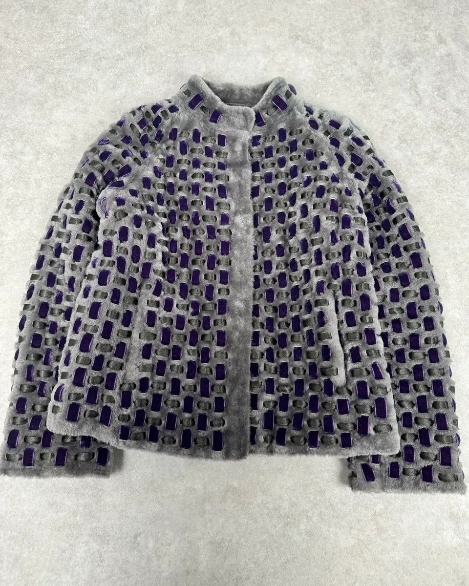 Emporio Armani Emporio Armani Purple & Grey Waffled Velvet Contemporary Jacket Size M / US 6-8 / IT 42-44 - 1 Thumbnail