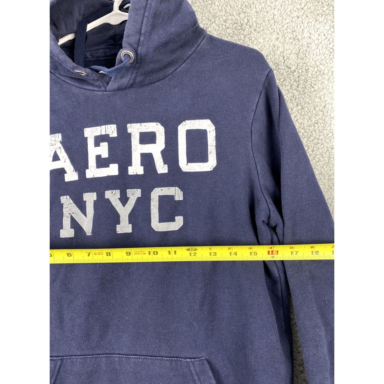 Vintage Aéropostale Hoodie Mens XS Navy Blue Pullover Sweatshirt Long Sleeve Solid Pattern Size US XS / EU 42 / 0 - 4 Thumbnail